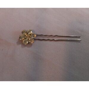 Vintage Rhinestone Flower Hair Pin With Crystal Accents